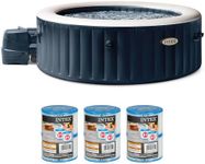 Intex PureSpa Plus Portable Bubble Jet Spa Inflatable Hot Tub with 2 Headrests, Insulated Cover, and Spa Filter Replacement Cartridges (6 Pack)