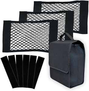 SAMBY® Auto Pack 3 Red Portaobjetos 40x25 CM + Bolsa Maletero de Fieltro | Redes Elásticas Auto Adherentes + Organizador Maletero Coche para Almacenamiento | Fácil Instalación y Resistente