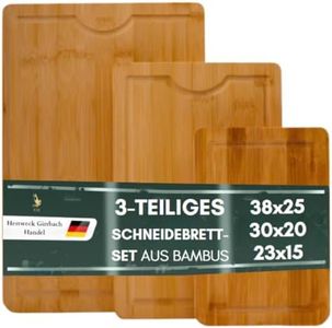 Holz Schneidebretter Set - 3-teiliges Holzbrett Küchenbrett Set | massives Schneidebrett | Holzschneidebrett spülmaschinenfest | Großes Chopping Board | Cutting Board | Schneidebretter Holz