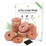 Moth Repellent for Wardrobes 48 Cedar Rings for Clothes, Drawers, Storage Boxes - 100% Natural Cedarwood Moth Repellent, Aromatic Insect Repellent & Moth Killer Cedar Wood Rings - Sandpaper Included