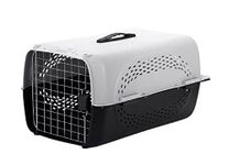 Cozy Puppies Pet Travel Carrier Dog Cat Rabbit Basket Plastic Handle Hinged Door Folding Collapsible Transport Box Crate Cage Size 19.5 x 13 x 12.5 Inch for Puppy Cats (Grey)