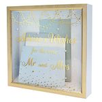 MIMOSA MOMENTS Wedding Gift Card Box for Wedding Reception, Gold and white box with Rhinestones on glass (Advice & Wishes)