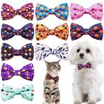 BIPY 10PCS Halloween Dog Bow Ties Dogs Halloween Collar Bowties for Pet Small Medium Cats Kittens Doggies Puppy Bow Ties Necktie for All Saints' Day Parties Grooming Accessories