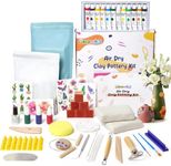 Air Dry Clay for Adults - Pottery kit for Beginne,Air Dry Clay kit w/Air Dy Clay Tools,White Air Dry Clay,Sculpting Tools, Gloss Varnish,DIY Plate Making Kit for Arts & Crafts,Christmas Gift