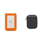 LaCie Rugged Mini 4 TB External Hard Drive Portable HDD – USB 3.0 USB 2.0 Compatible, Drop Shock Dust Rain Resistant Shuttle Drive & Amazon Basics External Hard Drive Case