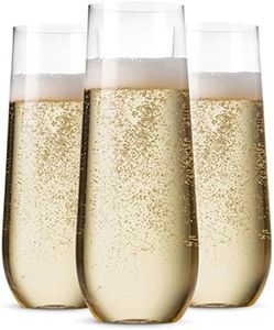 24 Stemless Champagne Flutes ~ 9 Oz Clear Plastic Champagne Toasting Glasses ~ Shatterproof Recyclable and BPA-Free