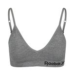 Reebok Women’s Justine Seamless Bra, Stretchy Sports Crop Top – Grey M