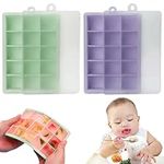 TYXHXTF 2PCS Baby Food Storage Containers 15 Cups Silicone Baby Food Freezer Tray with Lid for Freezing Baby Food, Perfect Food Container for Homemade Baby Food (Green, Purple)