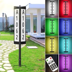 TYNLED 3 Side Solar Address Sign, House Numbers for Outside Waterproof Color Changing Address Numbers for House with Remote Control Address Plaques Lighted House Numbers Sign