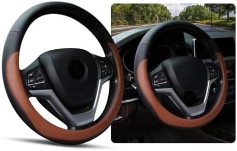 Ziciner Steering Wheel Cover, Soft Leather Premium Durable Elastic Auto Wheel Cover Protector, Stretch Breathable Anti-Slip Lining, Universal 14.5-15 inch Car Interior Accessories (Blue)