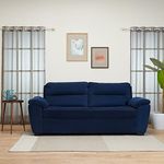 Wakefit Sofa Set For Living Room|3 Year Warranty|3-Person Sofa, Sofa Set, Wooden Sofa Set For Living Room, Three Seater Sofa - Lounger (Fabric, Cobalt Blue)