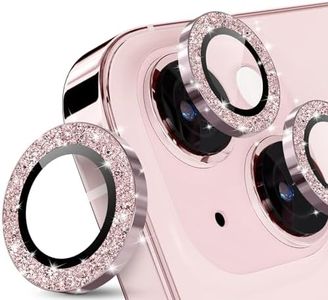 imluckies Protector de Lente de Cámara para iPhone 15 / iPhone 15 Plus Glitter, Anti-Rayaduras HD Vidrio Templado con Borde de Aleación de Aluminio, No Afecta a Toma de Fotos, Rosa Brillante