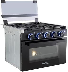 RecPro RV Stove Black Finish | Gas Range 17" Tall | 6500 and 8000 BTU Three Burner | 7100 BTU Oven with 1.24 Cu. Ft. Capacity | Optional Range Hood