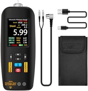 BSIDE Ultrasonic Thickness Gauge Tester, 1-300mm Range with 0.01mm Resolution, Rechargeable Ultrasonic Thickness Meter with Probe for Metal Steel Silver Plastic Glass PVC Aluminum Nylon Acrylic Resin