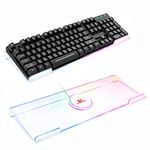 MAMBASNAKE Tilted PC Keyboard Stand, Ergonomic Computer Keyboard Holder for 90% 100% Full Size Keyboard, 366 RGB LED Backlit Keyboard Riser, Premium Clear Acrylic Keyboard Tray for Gaming and Typing