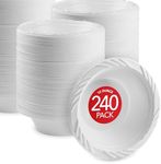 Stock Your Home (240 Pack) 12 oz Elegant White Plastic Bowls for Parties Small Disposable Bowl for Fancy Dinner or Cocktail Party, Soup and Salad, Thick and Sturdy