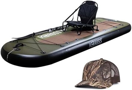 ICROSS 3000 Sit on Top Fishing Kayak Package — Inflatable Kayak 1 Person Fishing Boat — Lightweight Kayak for Hunting, Outdoors, with Chair, Paddle, Carry Bag, Pump and More, 5.3 FT (3000)