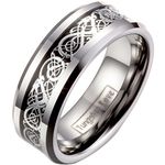 JewelryWe 8mm Celtic Dragon Inlay Tungsten Carbide Ring Men's Anniversary/Engagement/Wedding Band : UK Size - Z+4