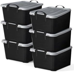 Life Story Multi-Purpose 55 Quart Stackable Storage Container with Secure Snapping Lids for Home Organization, Black (6 Pack)