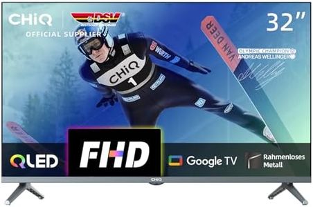 CHIQ Fernseher 32 Zoll QLED TV, FHD, HDR, Rahmenloses Metall-Design, Google TV, Chromecast, Google Assistant, Quad-Core CPU, WiFi, Dolby Audio, DBX-tv,Triple Tuner(DVB-S2/T2/C)
