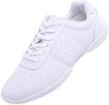 DADAWEN Adult & Youth White Cheerleading Shoe Athletic Sport Training Competition Tennis Sneakers Cheer Shoes White US Size 5 M Big Kid