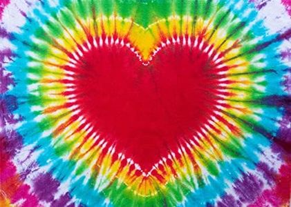 BELECO Tie Dye Party Backdrop Fabric 8x6ft Watercolor Rainbow Heart Shape Love Background Colorful Tie Dye Theme Birthday Party Decorations Backdrop 60s 70s Hippie Supplies Studio Photo Booth Props