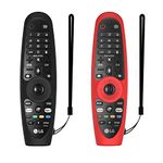 WUZUN 2PCS Case for LG AN-MR600 / MR650 / MR18BA / MR19BA / MR20GA Magic Remote Control Non-Slip Shockproof Silicone Remote Cover Glow in the Dark with Lanyard (Black+Red)