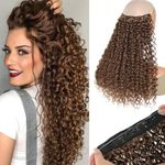 Majik 5 Clip Long Kinky Curly Hair Extension for Women and Girls| Natural Soft Clip on Extensions for Any Event for Girls (Light Brown M3)