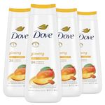 Dove Glowing Body Wash for renewed, healthy-looking skin Mango & Almond Butters gentle body cleanser nourishes the skin 591 ml Pack of 4