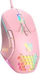Wired PC Gaming Mouse: High Precision Sensor,RGB Backlit, Adjustable DPI, 7 Buttons Programmable,Ergonomic mice for Office & Gaming on Windows/Mac/Linux/Chrome- Pink