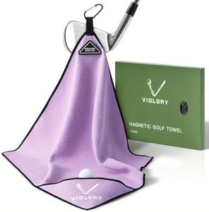 VIGLORY Magnetic Golf Towel 18"x18" with Cleaning Pocket, No-Bend Back Saver Design, Ultra Absorbent Waffle Microfiber Club Ball Cleaner, Golf Accessories and Gifts for Men Women (Purple)
