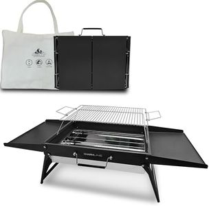 Charmline 51 x 35 cm - Barbecue au charbon de bois pliable et portable - Compact et portable - Pour l'extérieur, le camping, les pique-niques, les jardins et les fêtes à la plage - Noir