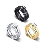 YUOTO Customized Spinning Fidget Rings for Men Custom Text.Personalized Engraved Spinneer Ring for Women.Stainless Steel Customized Promise Rings for Couples.Spinning Jewelry Gift for Him And Her Set,