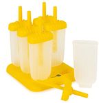 Homiu Popsicle Moulds with Sticks, Ice Lolly Mould Ice Cream Mould, for 6 Pieces, BPA Free, Homemade Frozen Dessert Reusable Easy Release Ice Pop Maker, Improve Design (Yellow)