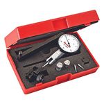 Starrett Dial Test Indicator with Dovetail Mount, Two Dovetail Clamps, Swivel Post Holder and Case - 1-1/4" White Diameter.008" Range, 0-4-0 Dial Reading.0001" Graduations - 3808AC