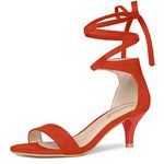 Allegra K Women's Open Toe Kitten Heel Lace Up Dress Sandals Orange 5 UK/Label Size 7 US