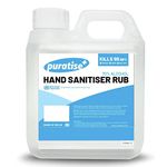 Hand Sanitiser PURATISE 1L Hand Sanitiser Alcohol Liquid RUB - 70% Hand Sanitizer Kills 99.99% of Germs & Bacteria - x1 MADE IN THE UK