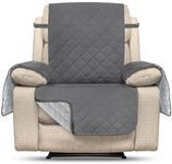 Utopia Bedding Reversible Large Recliner Chair Cover, Water Resistant Slipcover Furniture Protector with Foam Sticks and Elastic Straps for Kids Dogs Pets (1.5 Seat Recliner, Gray/Light Gray)