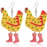 GAUEIOUR Acrylic Boot Big Chicken Earrings,Funny High Heels,Rooster Polka Dot,Personalized Earrings,Acrylic Rooster Earrings,Chicken Earrings for Women