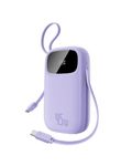 Baseus Powerbank 20000 mAh 45 W with Integrated USB-C Cable, QPow3 Power Bank PD3.0 QC4.0 External Mobile Phone Batteries, 3 usb-C, 1 usb-A, Portable Charger for iPhone 16/15/14 Pro Max, iPad, Galaxy
