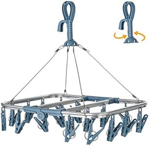 BYMYHO Sock Dryer for Washing Line Antirust Underwear Peg Hanger With 20 Pegs Folding Peg Airer Blue 20 Pegs