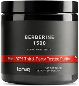 Toniiq Ultra High Strength Berberine 1500mg from The Himalayas Berberine Supplement - 97% Highly Purified and Bioavailable -Wild Harvested-Concentrated Formula HCL -3 Caps Serving-180 Veggie Caps