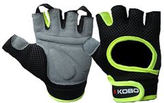 Kobo WTG-03 Leather Gym Gloves, Medium (Black/Fluorescent Green)