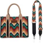 Montana West Wrangler Tote Bag for Women Southewestern Wave Print Canvas Top-Handle Handbag AR-WG2211-8120SBK