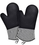 KATUMO Silicone Oven Mitts, Professional 466℉ Heat Resistant Cooking Gloves Non Slip with Soft Cotton Lining Kitchen Mittens Baking Glove Potholder for Cooking, Baking, BBQ, 1 Pair