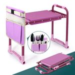 Byhagern Portable Foldable Garden Kneeler with Handles，Garden Kneeler and Seat Heavy Duty with Tool Bag for Outdoor Gardening