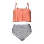 Plus Size Swimming Suits 2 Piece Tankini Swimsuit High Waisted Bathing Bikini