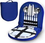 Camping Cutlery Set, Portable Picnic Accessories Kitchen Utensil Set, 13 in 1 Multifunctional Cutlery with Waterproof Storage Bag for Indoor or Outdoor Camping, Picnic, Hiking(Blue)