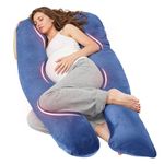 Nuliie Pregnancy Pillow for Sleeping, U Shaped Full Body Pillow Pregnancy Pillows, Maternity Pillow Support for Back, Hips, Legs for Pregnant Women, With Washable Velvet Cover (Navy)