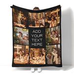 Custom Blanket with Photos Personalized Photo Collage Throw Blanket for Family Customize Flannel Blanket for Father's Day Wedding Birthday Christmas Valentines Day (Color-22, 30in x 40in)